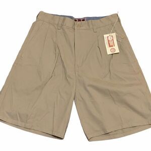 Vintage Boa Resort Pleated Shorts 30 Khaki Twill Cotton Pockets Uniform